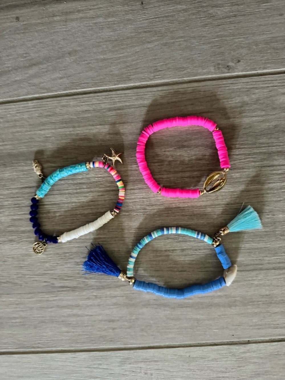 Lilly Pulitzer Pink, Turquoise & Blue Beaded Tassel Bracelet Set